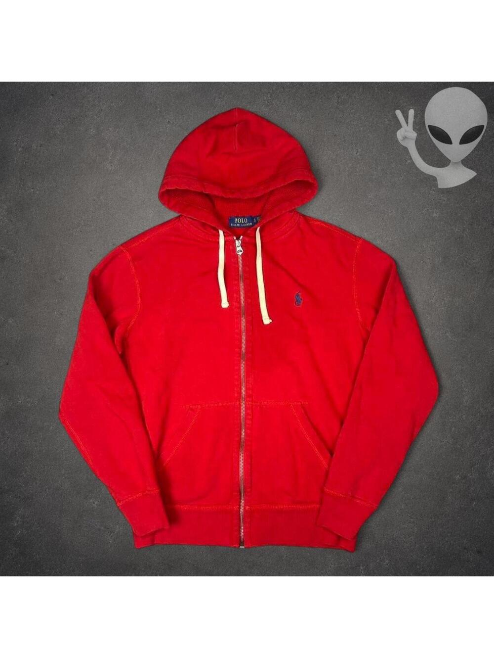 Polo Ralph Lauren Red Classic Fleece Full Zip Hoodie Small Navy Pony Logo